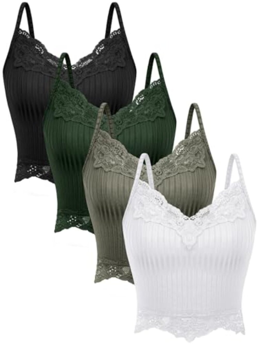 Lace Y2k Tank Tops Fairy Grunge Clothes Crop Tops Lace Patchwork Cami Ribbed‎